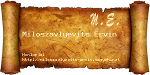 Miloszavlyevits Ervin névjegykártya